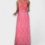 Elegantti Maxi Mekko Halterneckilla ja V-aukolla