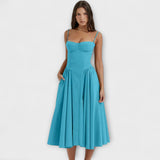 Elegante vestido sem mangas com espartilho