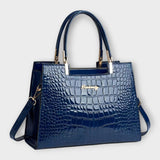 Bolsa traseira com estampa de crocodilo brilhante