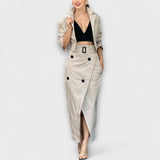 Elegante saia midi com bolsos
